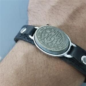 دستبند چرم یاعلی با سنگ یشم،دستبند مذهبی چرم،دستبند چرم مذهبی ،دستبند سنگ یشم،دستبند یاعلی