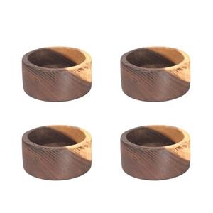 کاسه چوبی گرد دو رنگ ده سانتی از چوب طبیعی درخت نارون مجموعه چهار عددی