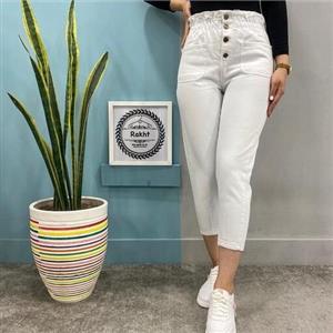 شلوار کتان مام فیت کمر هویجی