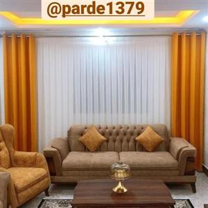 پرده پانچ مناسب پنجره 3 متری حریر و دو پنل مخمل در رنگ های متنوع