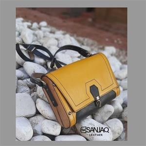 کیف دوشی چرمی طبله چوبی