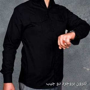 پیراهن مشکی دوجیب (تترون درجه یک بروجرد) یقه معمولی سایز بندی s M L XL XXL