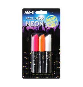 پاستل گریم صورت آموس مدل Face Deco Neon بسته 3 رنگ Amos Color Makeup Pastel 