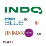 عدسی سفارشی یونی مکس اسپورت نشکن ایندو با پوشش بلوکنترل و اینفرارد ضد اشعه 1.53 Indo Single Vision Unimax Sport Unbreakable ENERGY BLUE + IR