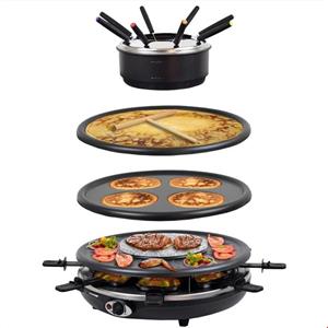 گریل راکلت پز فوندو پنکیک کرپ ساز سینتروکس آلمان Syntrox Germany Raclette Grill Set Waadt mit Fondue und Wechselplatten