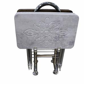 میز عسلی مدل تاشو پایه استیل مجموعه 4 عددی