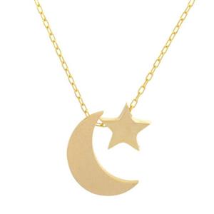 گردنبند طلا 18 عیار طرح ماه و ستاره (کد DN-P2034) 