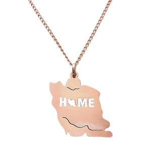 گردنبند مسی مدل نقشه ایران طرح HOME کد JW474.5