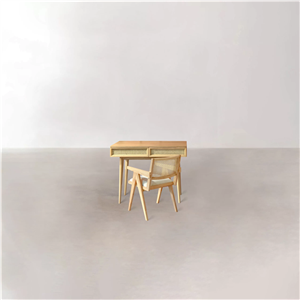 میز تحریر با درب کشو حصیری به همراه صندلی ست