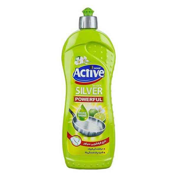 مایع ظرفشویی سیلور اکتیو سبز با رایحه لیمو و گل 750 میلی لیتر