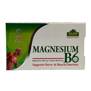 قرص منیزیم ب۶ آلفا | ALFA VITAMINS MAGNESIUM B6 تعداد 30 عددی