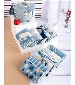 شال آبی سفید نخی 2832