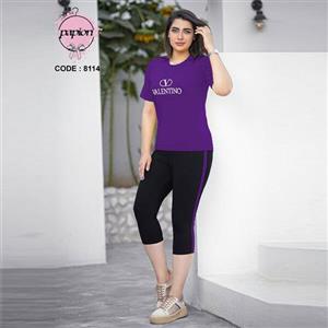 ست تیشرت و شلوارک زنانه والنتینو یاسی کد 8114