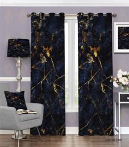 پرده پانچی اسپرت شیک و ساده طرح مرمریت سورمه ای