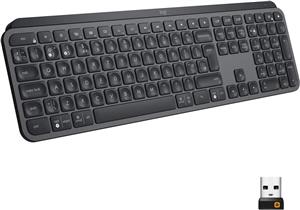 Logitech MX Keys Advanced Illuminated Wireless Keyboard Bluetooth Tactile Responsive Typing Backlit Keys USB-C PC/Mac/Laptop Windows/Linux/IOS/Android - Graphite Black - ارسال 10 الی 15 روز کاری