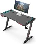 BEONE Gaming Table Desk with LED Lights 120cm PC Computer Desk Z Shaped Gamer Home Office Computer Desk Table with Handle Rack Cup Holder amp Headphone Hook (BlackZ Shape120x60x74) - ارسال 10 الی 15 روز کاری