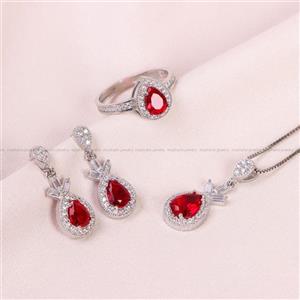 نیم ست سنتاتیک یاقوت سرخ زنانه کد 12640