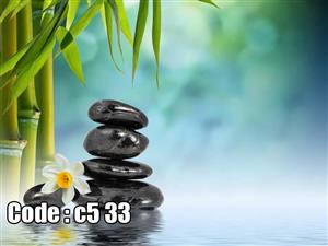 پوستر دیواری اسپا و آرامش | بامبو سبز، ارکیده و شمع