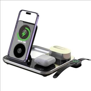 شارژر وایرلس 4 کاره گرین لاین Green Lion 4 IN 1 Wireless Charging Station 2 توان 15 وات