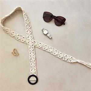 کمربند مکرومه مجلسی با نخ پنبه مکرومه برای استفاده روی لباس یا شلوار