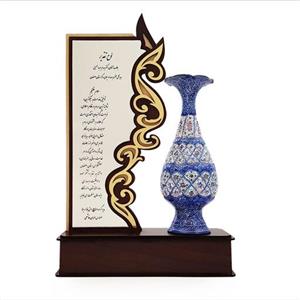 لوح تقدیر تندیس و هدیه و یاد بود صنایع دستی سایروس گلدان مینا کاری برای ارگان ها و مناسبت ها و نمایش ها تندیس سایروس 