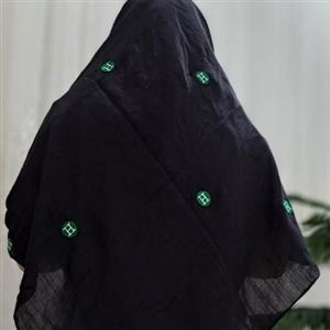 روسری مشکی گلدوزی شده سایز 140،تک رنگ