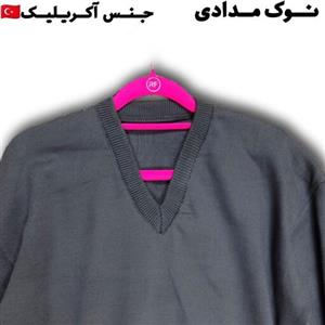 پلیور مردانه یقه هفت جنس آکریلیک درجه 1 رنگ نوک مدادی 