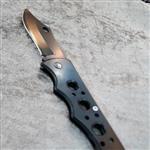 چاقو جیبی تاشو مشکی تمام فلز استیل طرح دار بسیار تیز  مناسب براب کمپینگ و کوه نوردی