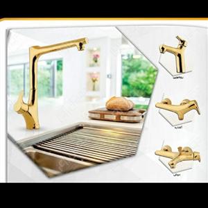 ست کامل 4 تیکه شیرآلات اهرمی رستاک مدل نیچر طلایی