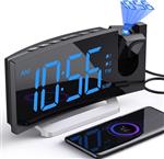 Alarm Clocks for Bedrooms Digital Alarm Clock with 180  Rotatable Projector amp FM Radio 0-100 Dimmer 3 Level Projection Brightness 3 Level Volume Snooze USB Charger Sleep TimerDual Alarm Clock - ارسال 10 الی 15 روز کاری