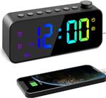 RGB Digital Alarm Clock Radio With Large Surface Adjustable Brightness and Volume Dual Alarm with Weekday/Weekend Mode Snooze FM Radio Sleep Timer USB Charging Port for Bedroom Bedside(Black) - ارسال 10 الی 15 روز کاری