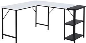 FurnitureR L-Shaped 58.33939 Corner Computer Desk with Storage Shelf Long Gaming Desk for Home Office PC Workstation Saving Space Laptop Table Black and White - ارسال 10 الی 15 روز کاری