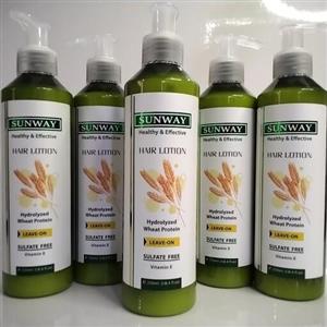 سان وی لوسیون مو بخصوص خشک و آسیب دیده SUNWAY HAIR LOTION حاوی پروتئین هیدرولیز شده گندم SULFATE FREE 