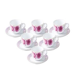 ست فنجان و نعلبکی 12 پارچه چینی زرین ایران مدل رز فلاور درجه یک Zarin Iran Rose Flower Cup and Saucer Set 12 Pcs High Grade