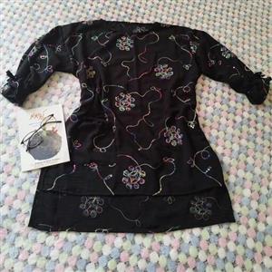 تونیک محرمی خامه دوزی پولک دوزی پشت بلند فری سایز تا 46