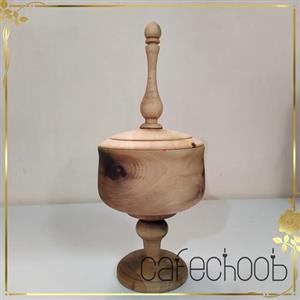 قندان خراطی عمیق پایه دار ساخته شده از چوب گردو