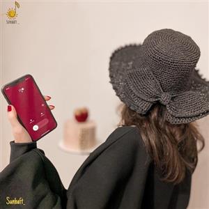 کلاه رافیا زنانه مدل پاپیونی رنگ مشکی