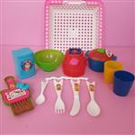 سرویس آشپزخانه گلنار ظرف و قابلمه اسباب بازی دخترانه (اسباب بازی سرویس آشپزخانه 13 تیکه ) ست لوازم آشپزخانه