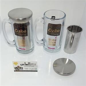 لیوان دمنوش صافی دار ، لیوان شیک ، لیوان آب هویج ، لیوان دسته دار ، لیوان در دار ، لیوان بزرگ ، ماگ دمنوش ، OZIBA