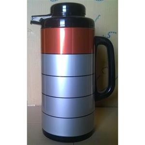 فلاسک 1.6 لیتر بدنه فلزی سرپیچ طرح دار شیشه سفید رجال - طرح 6 