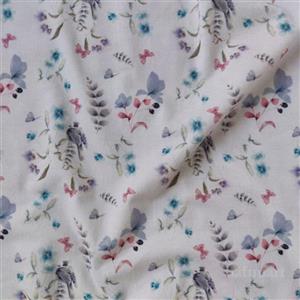 پارچه تریکو یکرو نخ پنبه کشی طرح گل و پرنده