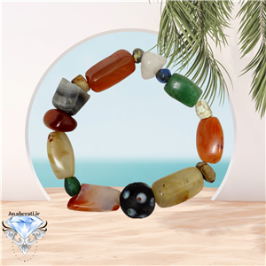 دستبند عقیق یمنی کهنه ومهره های قدیمی