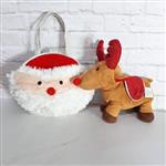 عروسک گوزن کریسمسی همراه کیف و بسیار با کیفیت و کمیاب گوزن 18 سانتی و کیف 22 سانتی