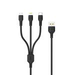 کابل تبدیل USB به لایتنینگ USB-C microUSB دنمن مدل MAX FOR 1 IN 3 PLUS طول 1 متر(تایپ سی، میکرو، لایتنینگ)