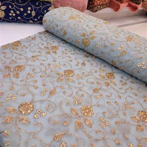 پارچه حریر هندی سوزن دوزی ، نگین کاری و ملیله دوزی (کاردست)