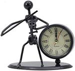 Popular Metal Craft Violin Music Man Desk Clock Office Home Decoration Desktop Ornaments horologe clock ارسال 10 الی 15 روز کاری 