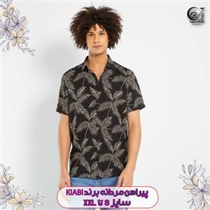 پیراهن مردانه مشکی- بژ  برند کیابی فرانسه سایز L 