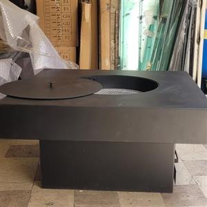 آتشدان گازی کیوب درب و جاکتری  رنگ کوره ای ارتفاع 45