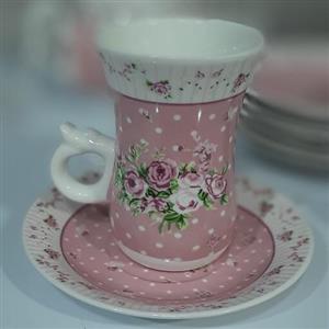 فنجان نعلبکی 12پارچه آنجل صورتی