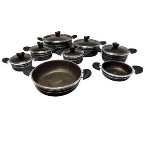 سرویس قابلمه سرویس پخت و پز 14 پارچه اسبیکو مدل زنبوری گرانیتی